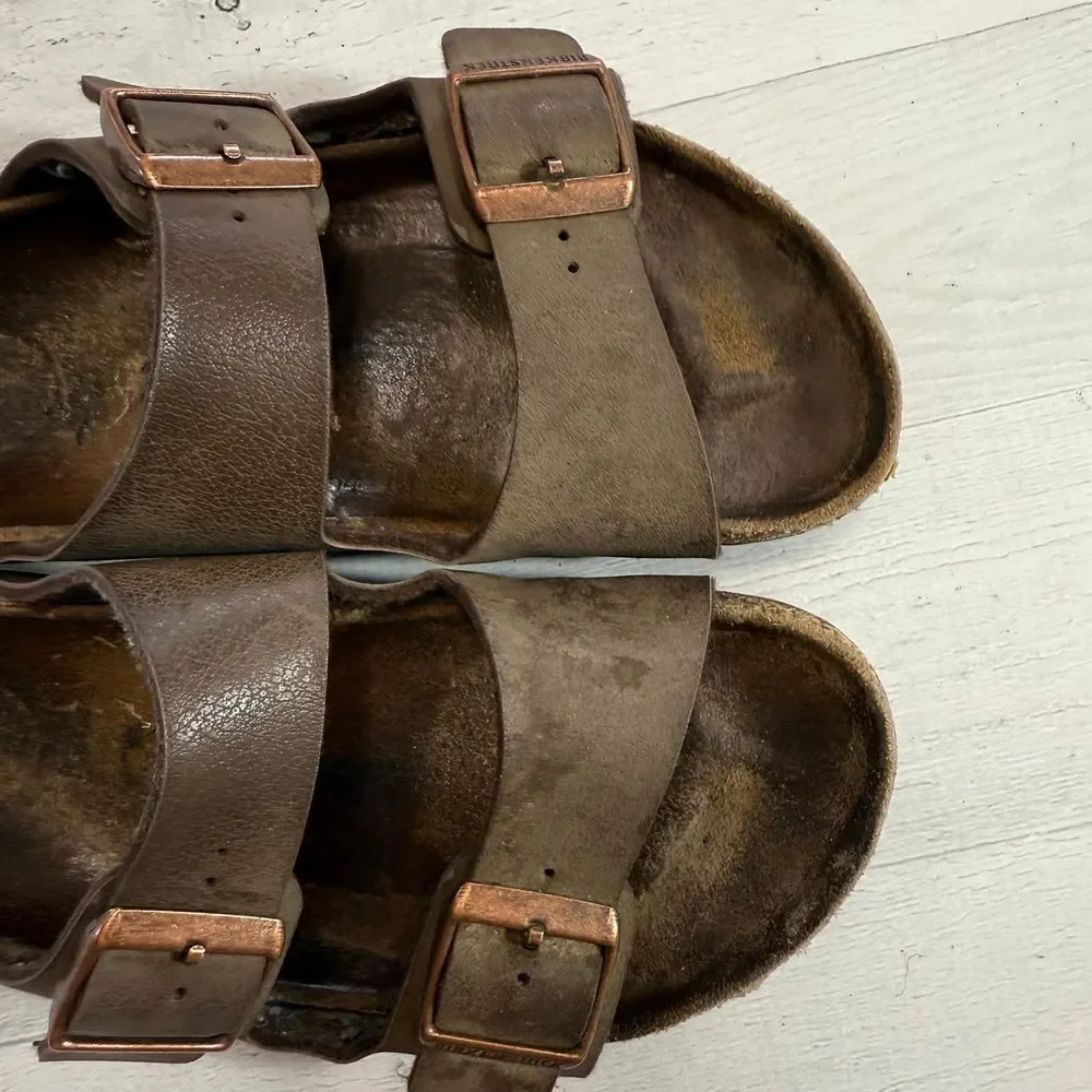 Birkenstock Arizona kids brown leather sandals‎